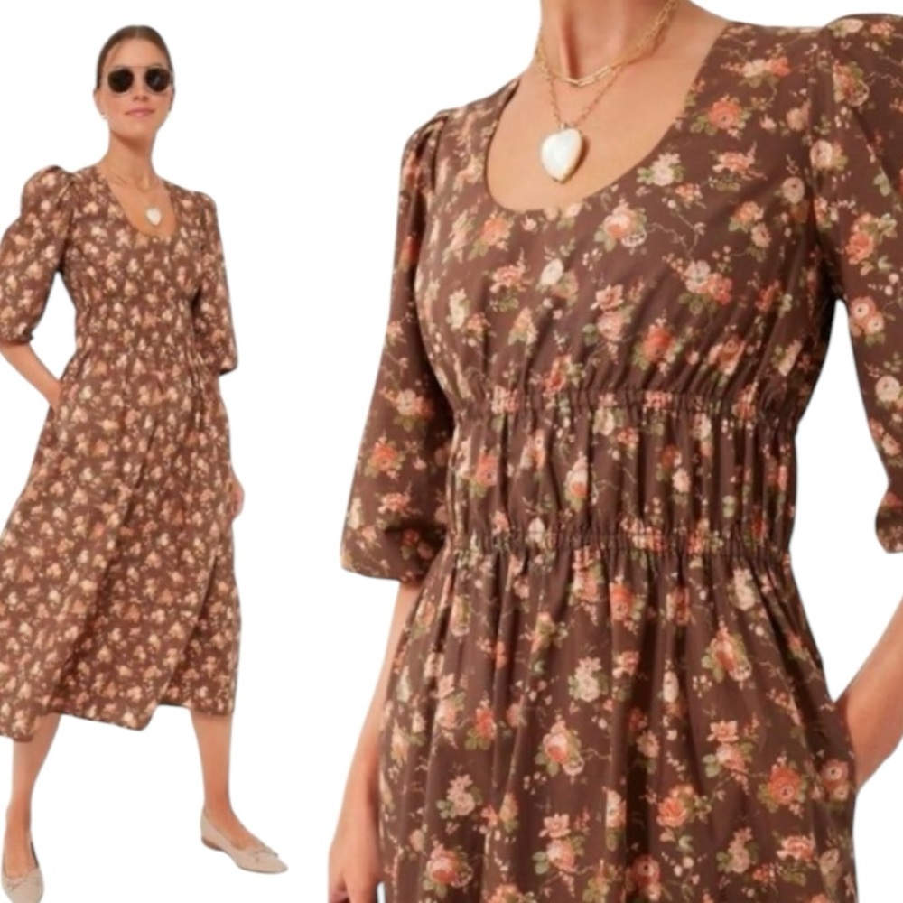 Rosewood Chintz Marlena Dress Brown Floral XS S XL XXL